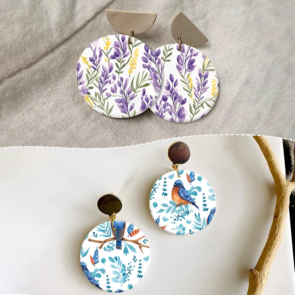 1pc Polymer Clay Transfer Paper Bird Lavender Bubble Inking Water Soluble Disposable Stickers DIY Jewelry Pendent Printing Paper