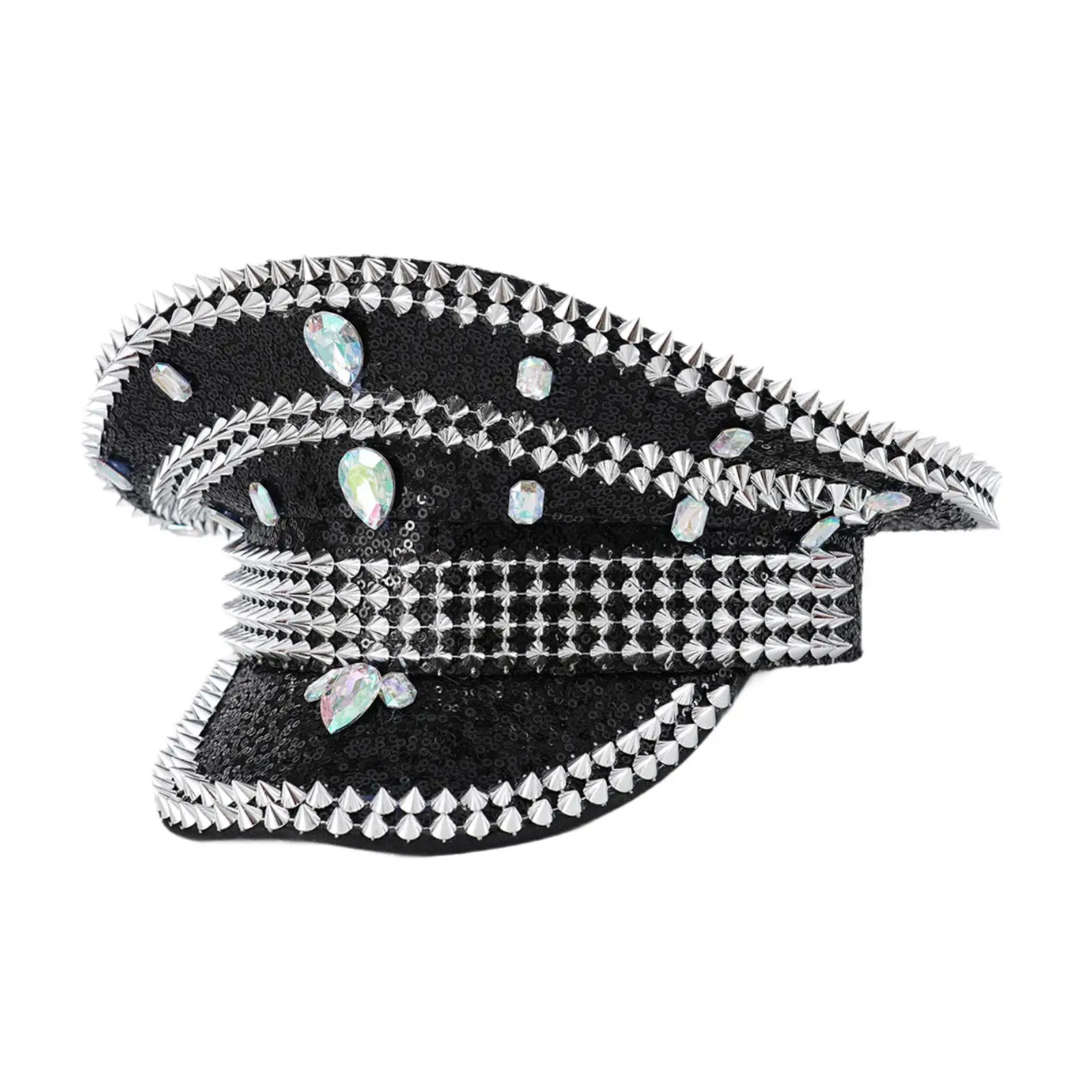 Music Festival Steampunk Hat Sequin Flat Top Cap Party Headgear for Halloween Event Women Men