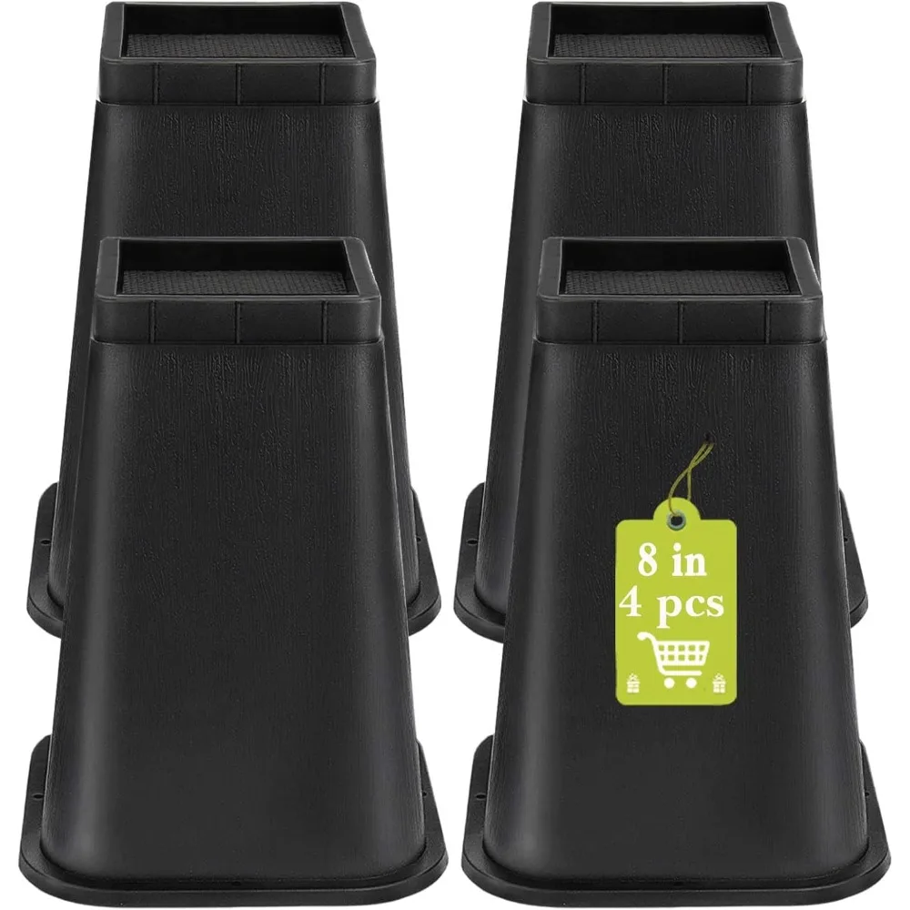 

4 Pack Furniture Risers 8 Inch, Bed Risers Heavy Duty for Table Desk Couch Chair Sofa Cabinet Bed Frame Dorm, Square Table Leg R