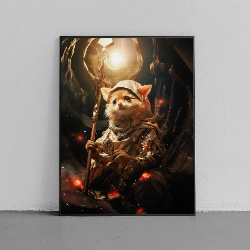 Magical Realm Poster Mystic Creature Wizard Cute Mouse Galactic Pig Canvas printing Home wall art decoration hanging paintings