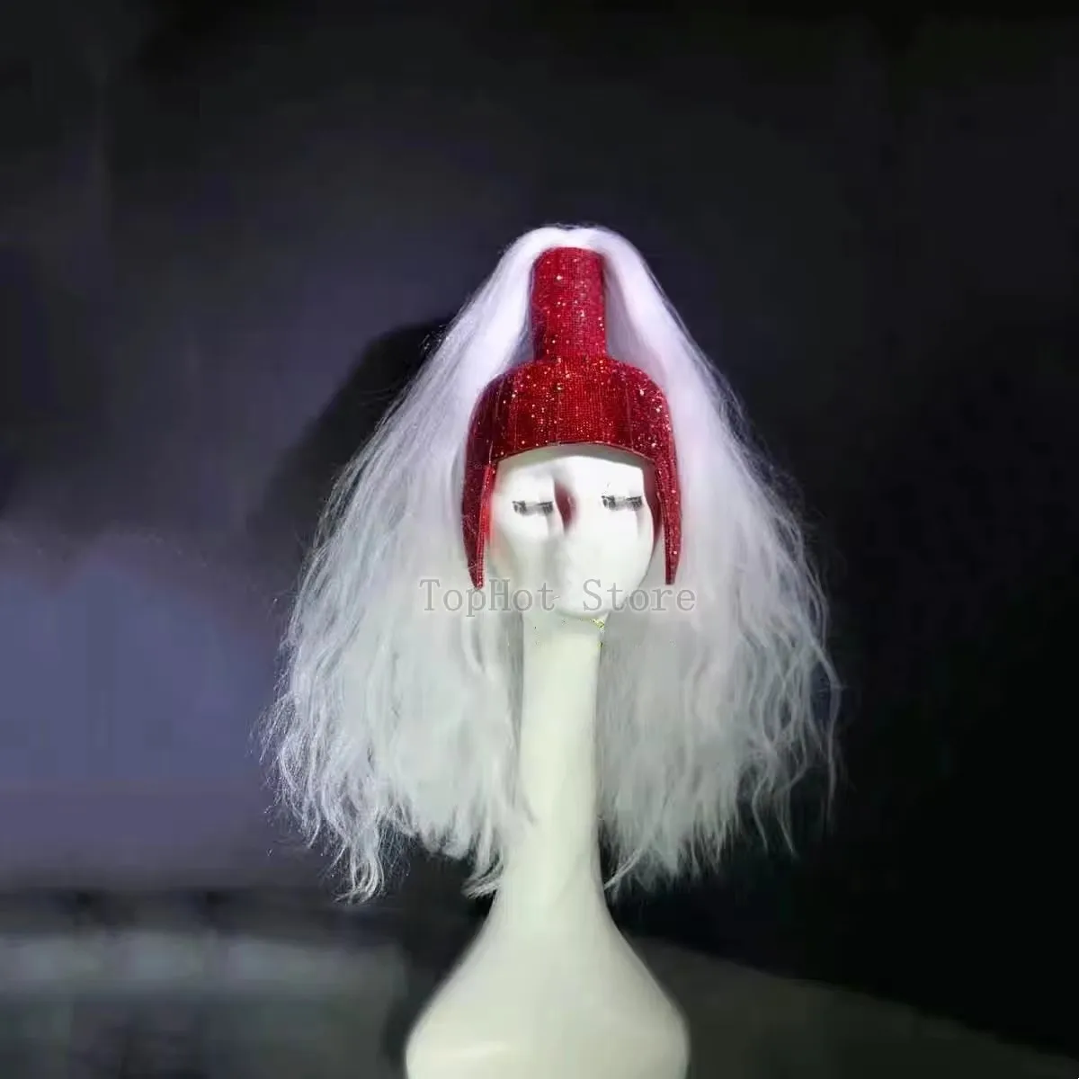 Diamantes de imitación brillantes para mujer, bailarina, cantante, Bar, club nocturno, puesta en escena, tocado, peluca, accesorios, disfraz de Drag Queen