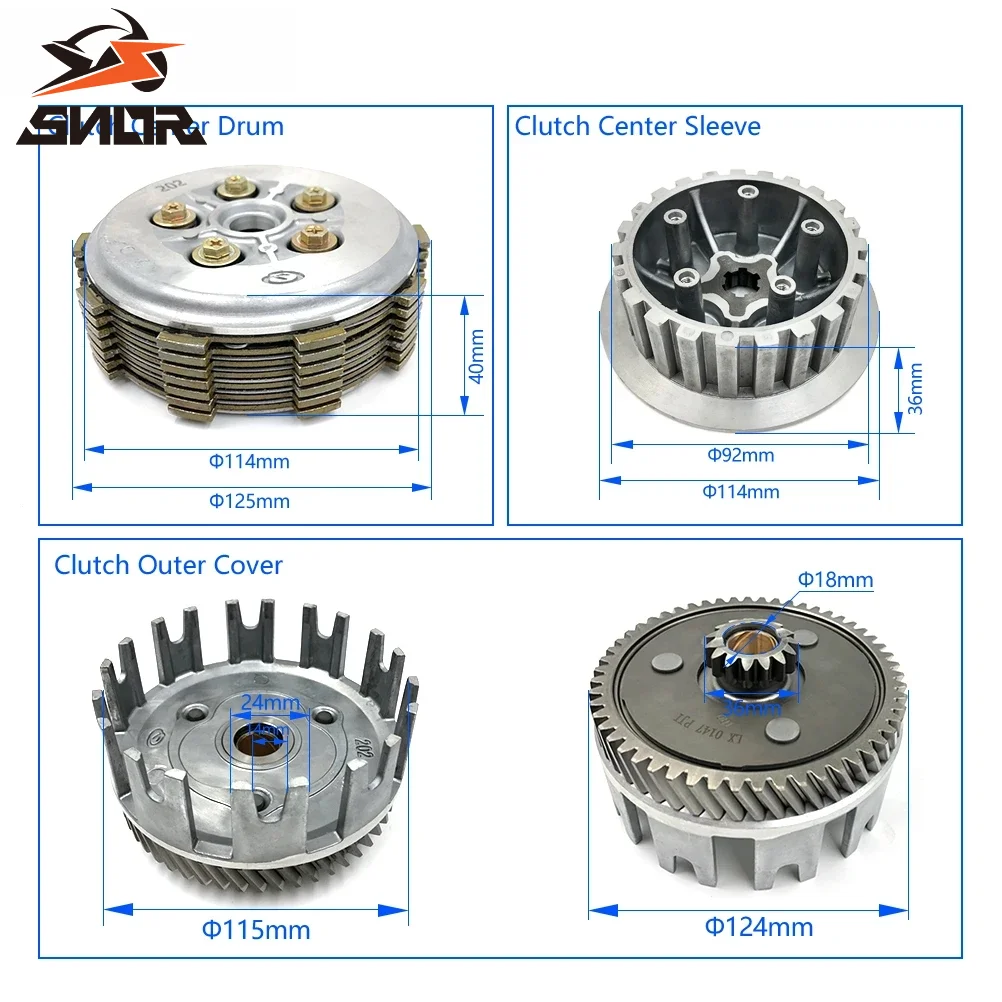 SNOR Motorcycle Clutch Hub Assembly Sleeve Outer Cover Gear Center Drum For YAMAHA DT230LONCIN MT250 GPX TSE250R Pit Dirt Bikes - view 2