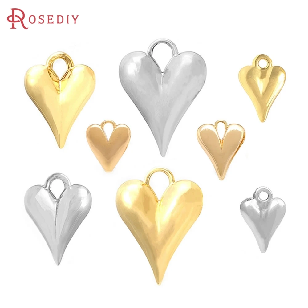 

18K Gold Color Brass Heart Shape Charms Pendants High Quality Earrings Necklace Diy Jewelry Accessories