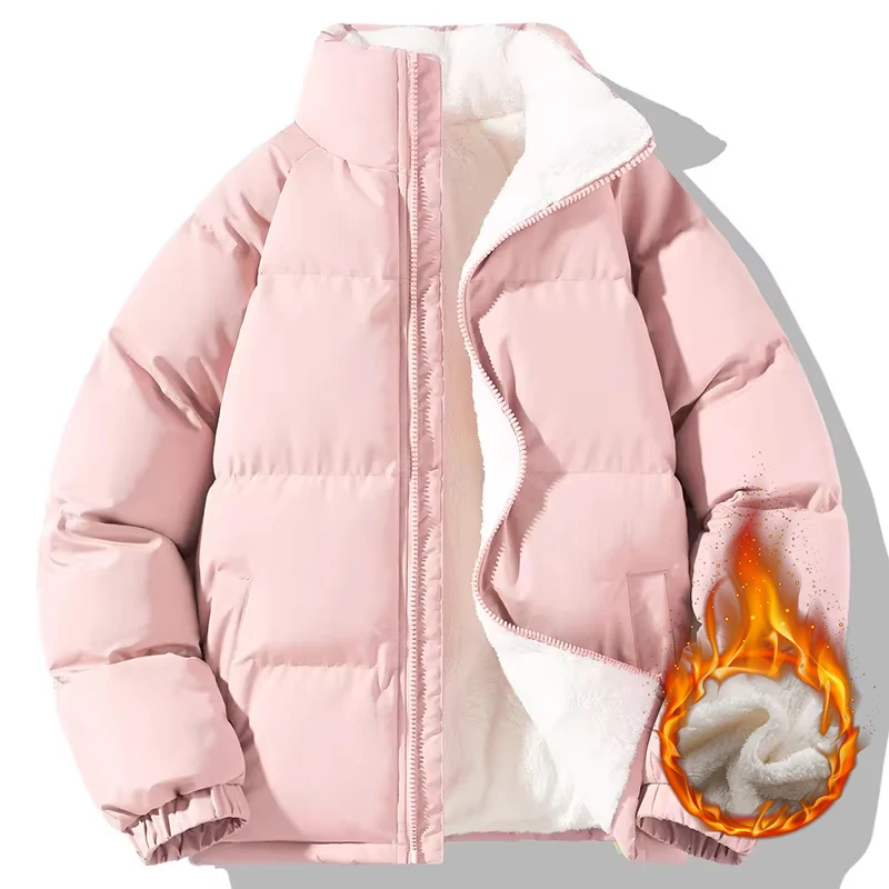 Parka Sherpa épaisse et chaude pour homme, Style Couple, ample, col montant, bouffante en polaire, coupe-vent, mode, manteaux quotidiens d'extérieur, hiver