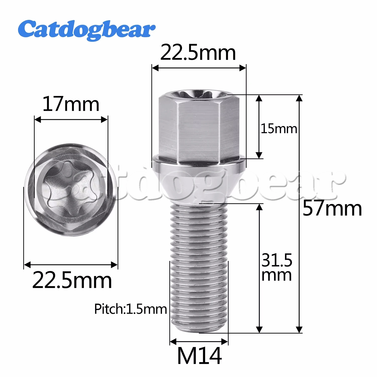 Catdogbear 1PCS Titanium Bolt M14x1.5 Car Wheel Bolt Nut for BMW Disc