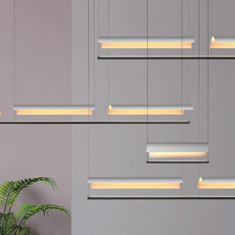 nordic minimalist led pendant light linear chandeliers for dining room industrial kitchen ceiling chandelier Shop Bar Office