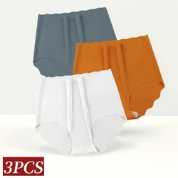 3Pcs/Set Women Panties Seamless Underwear Invisible Ice Silk Briefs Female Underpants High Waist Panties M-XXL Sexy Lingerie