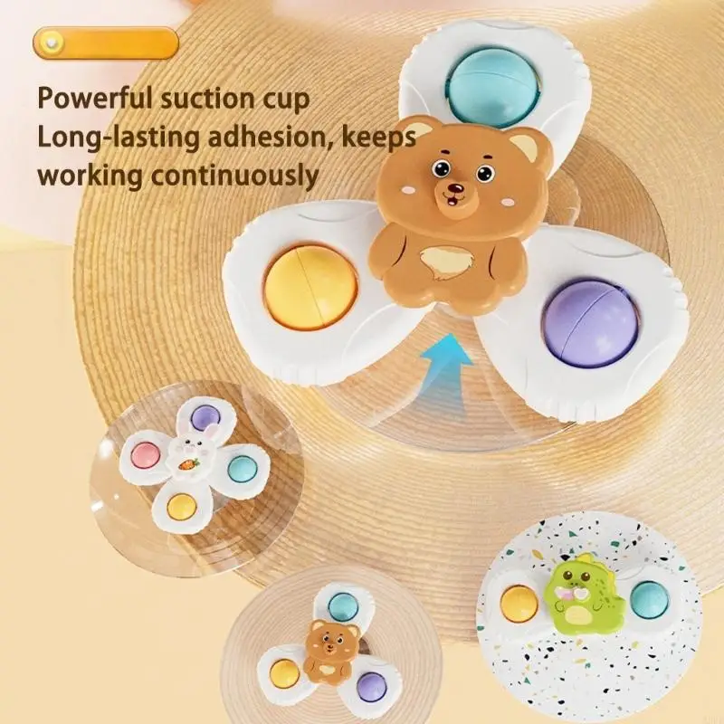 Jouet dentition en forme roue à ventouse pour bébé, 3 pièces, cadeau douche, Stimulation Cognitive, activité A2UB
