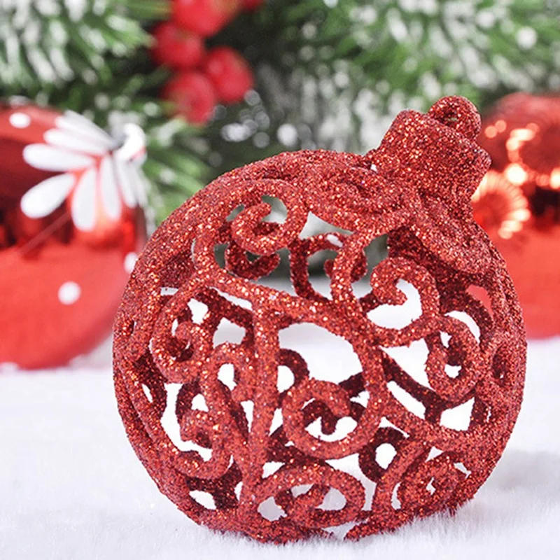 130PCS Christmas Ornament Ball Christmas Tree Electroplating Plastic Ball Painted Ornament Tree Top Star Ball