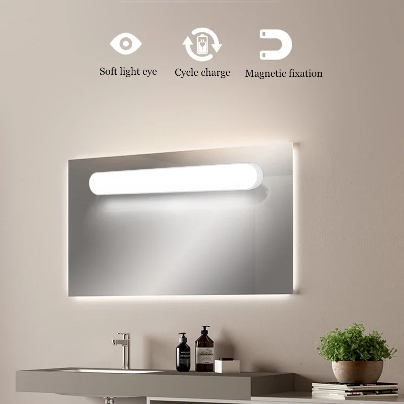 Luz LED para espejo de maquillaje, 30CM, 5V, USB, lámpara de tocador, protección ocular, recargable, colgante, lámpara de escritorio magnética, Interruptor táctil, luces para libros