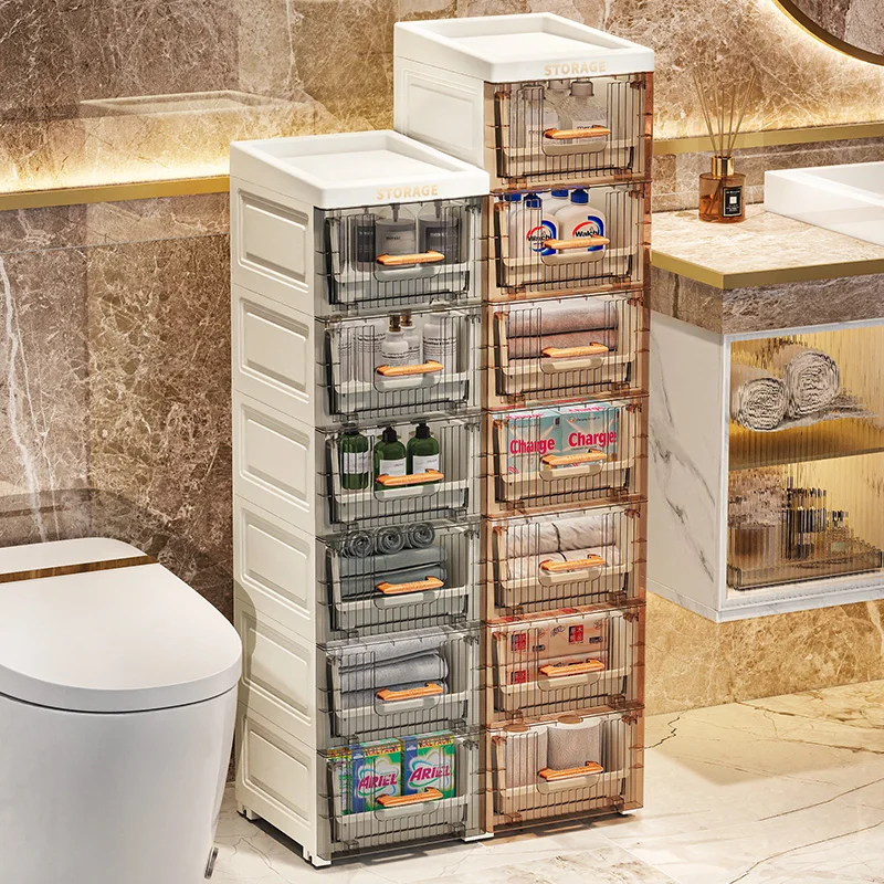 

Многослойный прозрачный шкаф для хранения со швами, швейный шкаф с пластиковой ручкой, напольный шкаф для хранения вещей