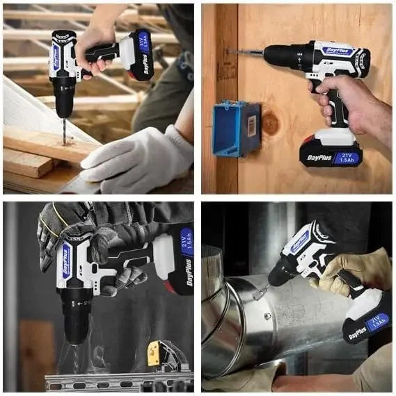 21V Cordless Drill Driver,Electric Cordless Screwdriver 45Nm with 1500mAh Battery, 2 Speeds, 29CS Accessories