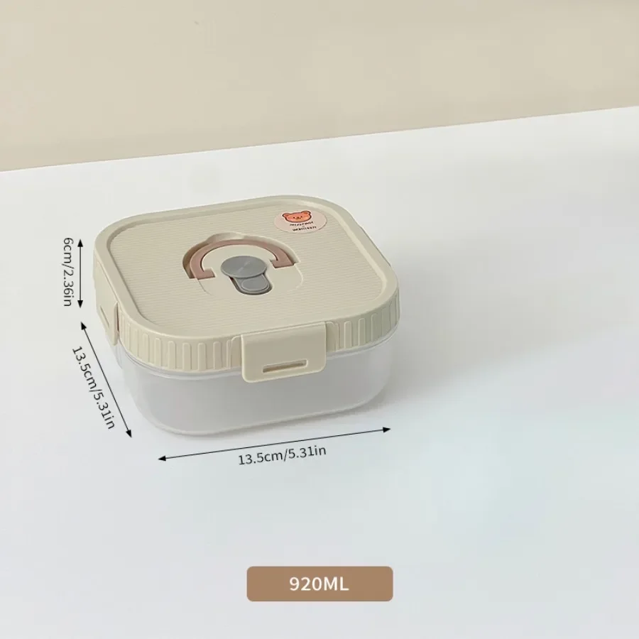 Magnetronbestendige, vierkante lunchbox van kunststof met vakken, herbruikbaar, draagbaar, lekvrij, voor kinderen, geschikt voor fruit en salades, met handvat.