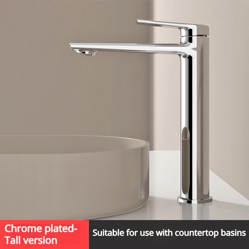 Basin Hot And Cold Water Sink Faucet Gold Bathroom Washbasin Single Hole Faucet Bass Chrome Plated Tall Short Model image 3