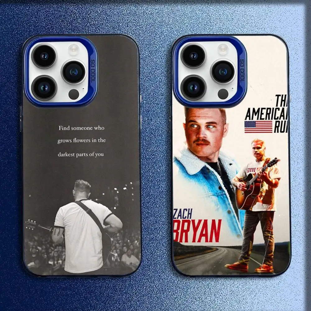 حافظة هاتف Singer Z-Zach Bryan لهاتف iPhone 16,15,14,13,12,11,Mini,Pro,E,MAX غطاء مقاوم للصدمات باللون الأزرق غير اللامع