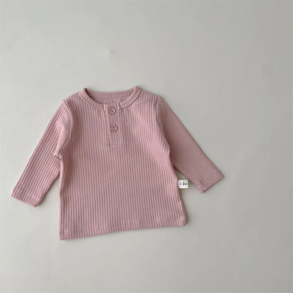 Autumn Newborns Baby Clothes Girl Long Sleeve T-shirt O-neck Solid Toddler Girl Tee Casual Pullover Infant Top for 1-2 Years