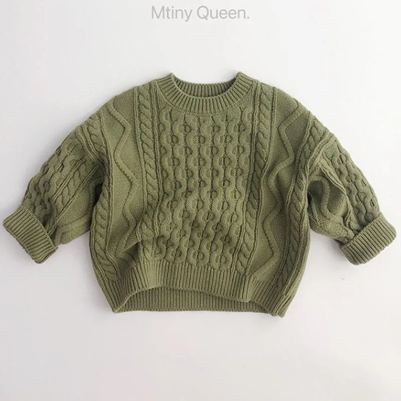 2026 Simple Solid Pullover for Baby & Toddler, Korean Style Unisex Sweater, Spring Autumn Essential Top