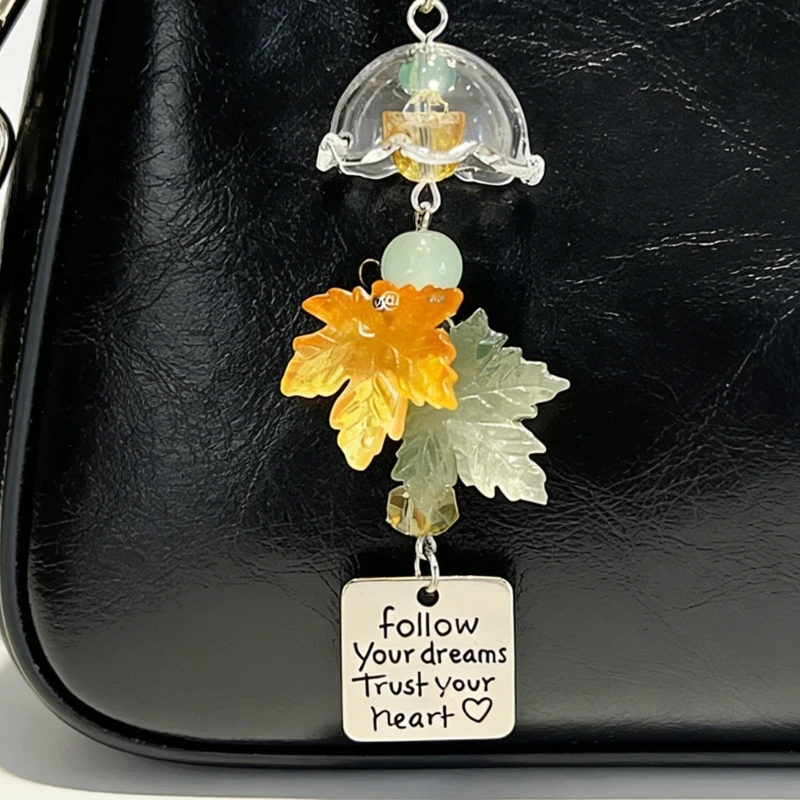 Portable Maple Wind Keychain Wrist Strap Autumn Theme Decoration