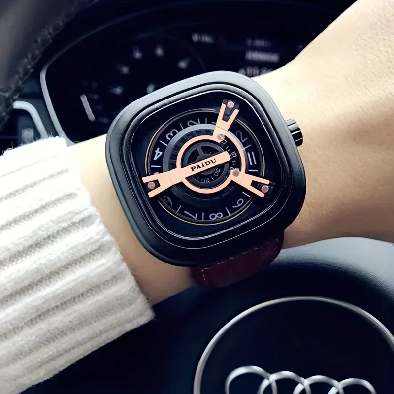 Creative new concept black technology Korean version grand and trendy large dial square watch for male and female students reloj