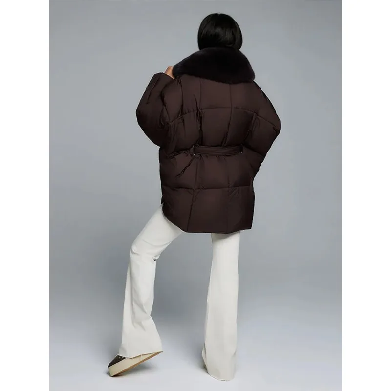 Kurtka damska z imitacji futra, rękawy nietoperzowe, szarfy, wyściełana, elegancka, pełne rękawy, sznurowana, zapinana na zamek, zimowe płaszcze, szykowna odzież wierzchnia dla kobiet.