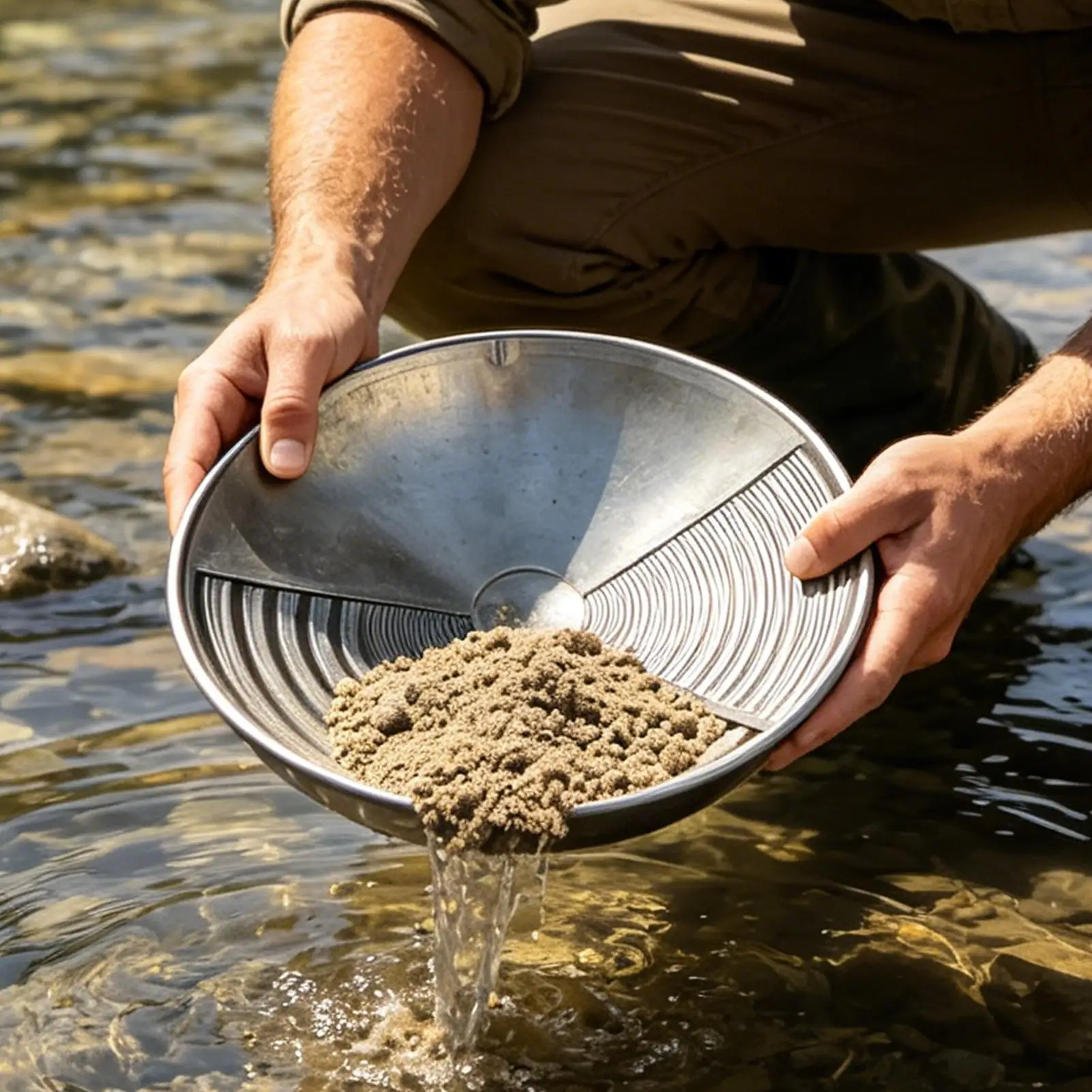 Heavy Duty Gold Pan Mining Tool Ergonomic Gold Panning Tool For Turbulence Digging River Bedrock Mountain Outdoors Exploration