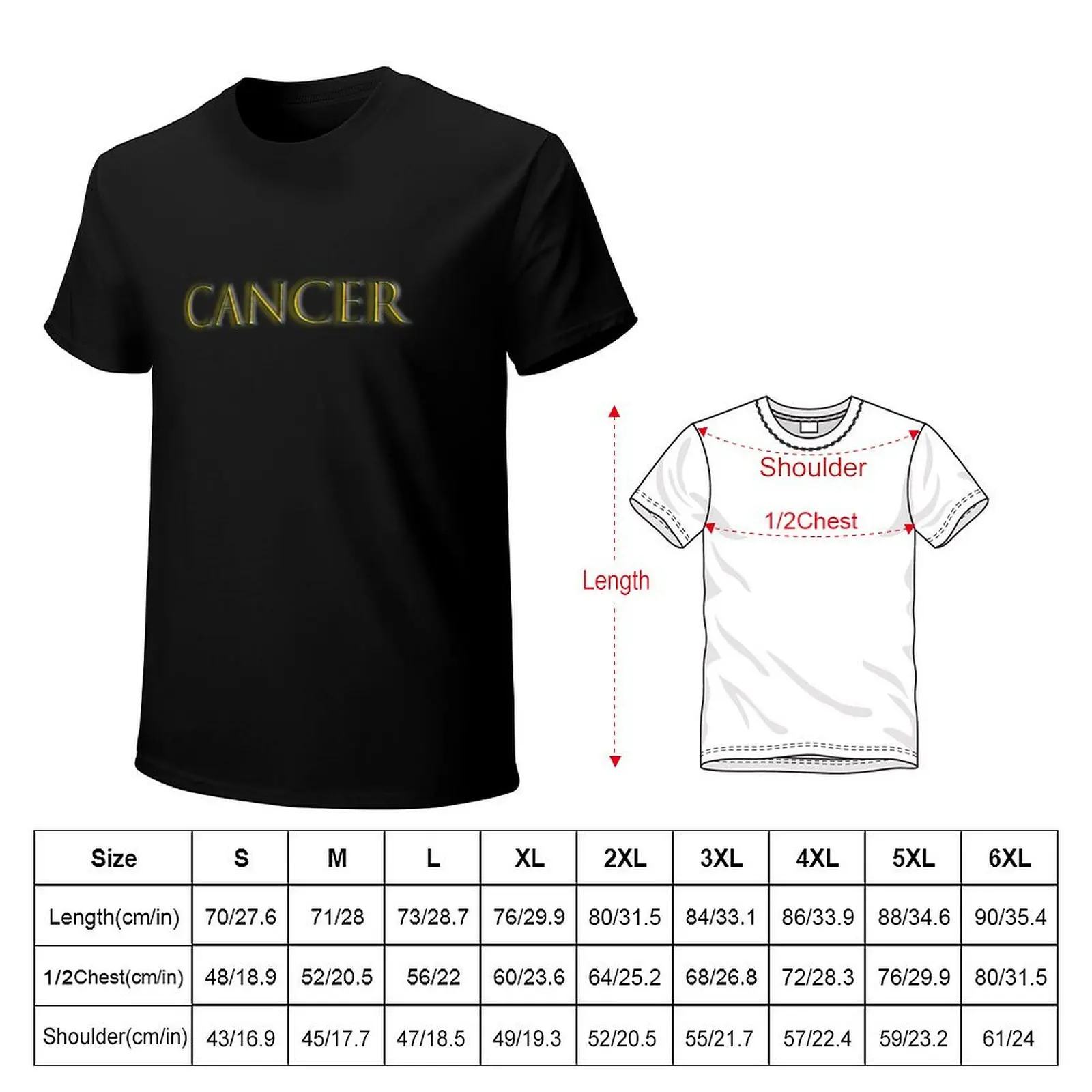 Cancer Gold T-Shirt man t shirt plus size tops graphics designer t shirt men