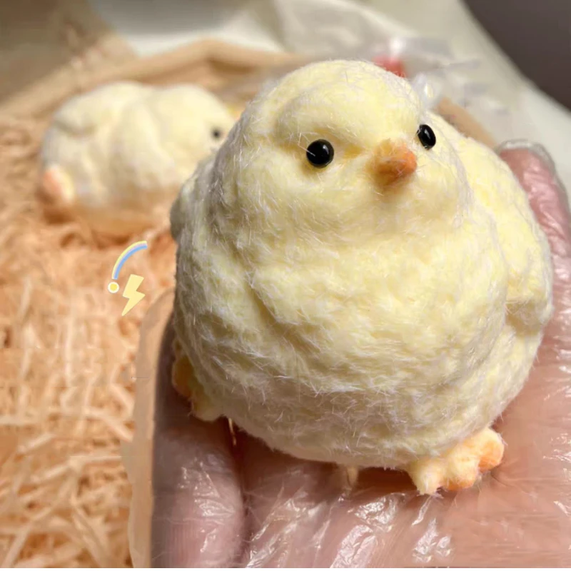 Squishy Chicken Kawaii Handmade Silicone Soft Flocked Yellow Chicken Seal Soft Chicken Kids Birthday Gift Toy Cute Squishy Chick