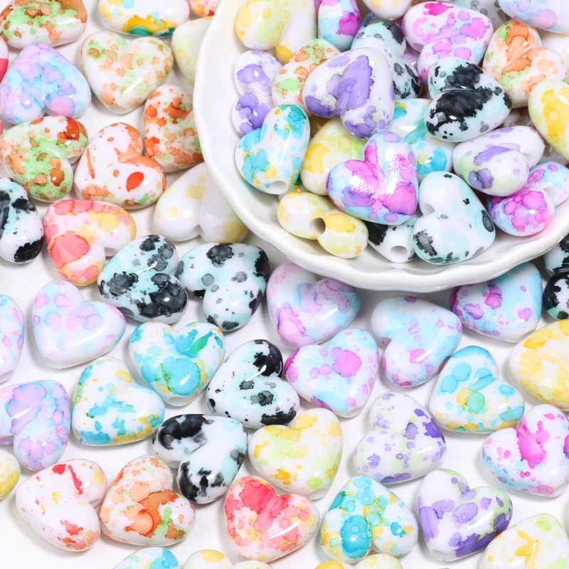  20Pcs Love Acrylic Beads Loose Spacer Beads 15x17mm For Handmade Jewelry DIY Necklace Bracelet Wind Chime Making Bead Crafts