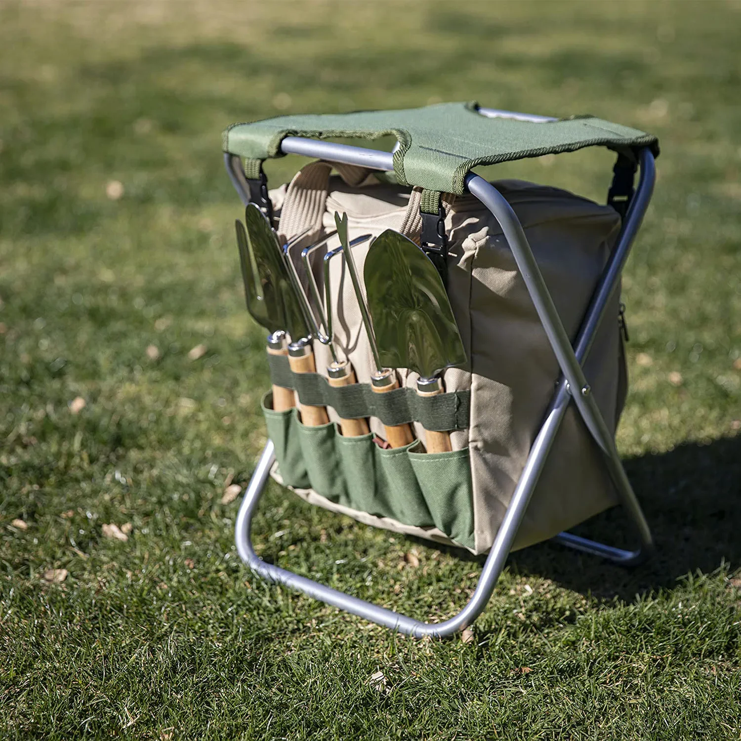 Gardener Folding Seat,Garden Stool with Detachable Storage Tote Bag,Portable Multifunctional Chair with Garden Tools Organizer