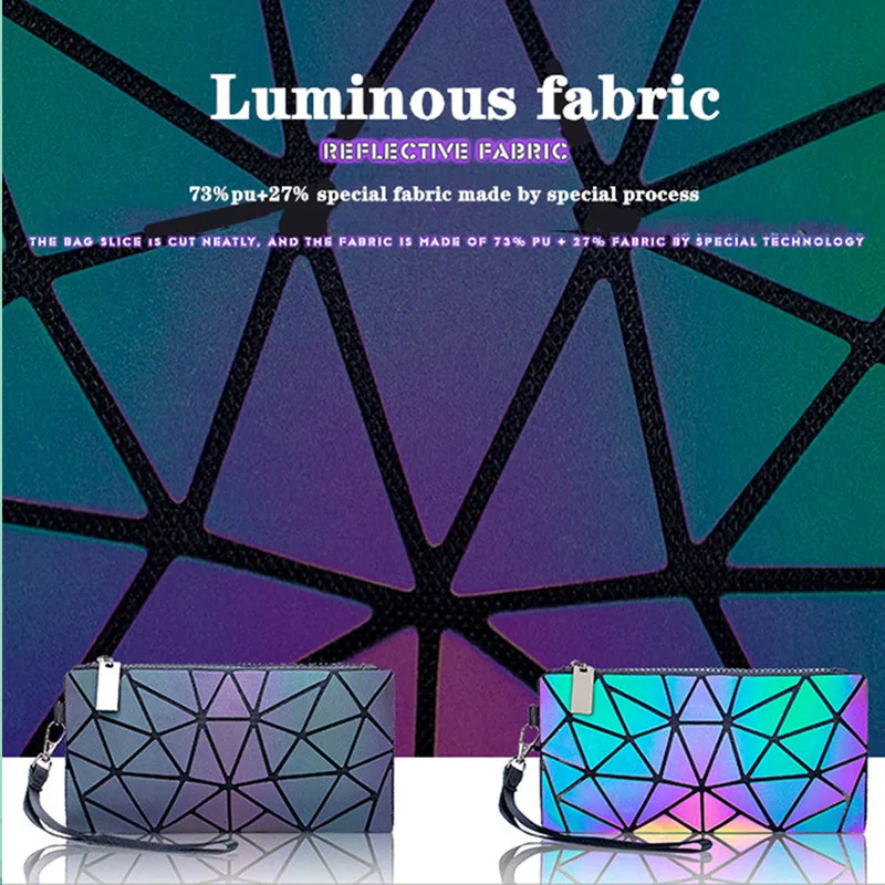 Leuchtende Kette Umhängetasche Set Mode Holographische Geometrische Falten Geldbörse Frauen Schulter Tasche 2 stücke – Detail 1