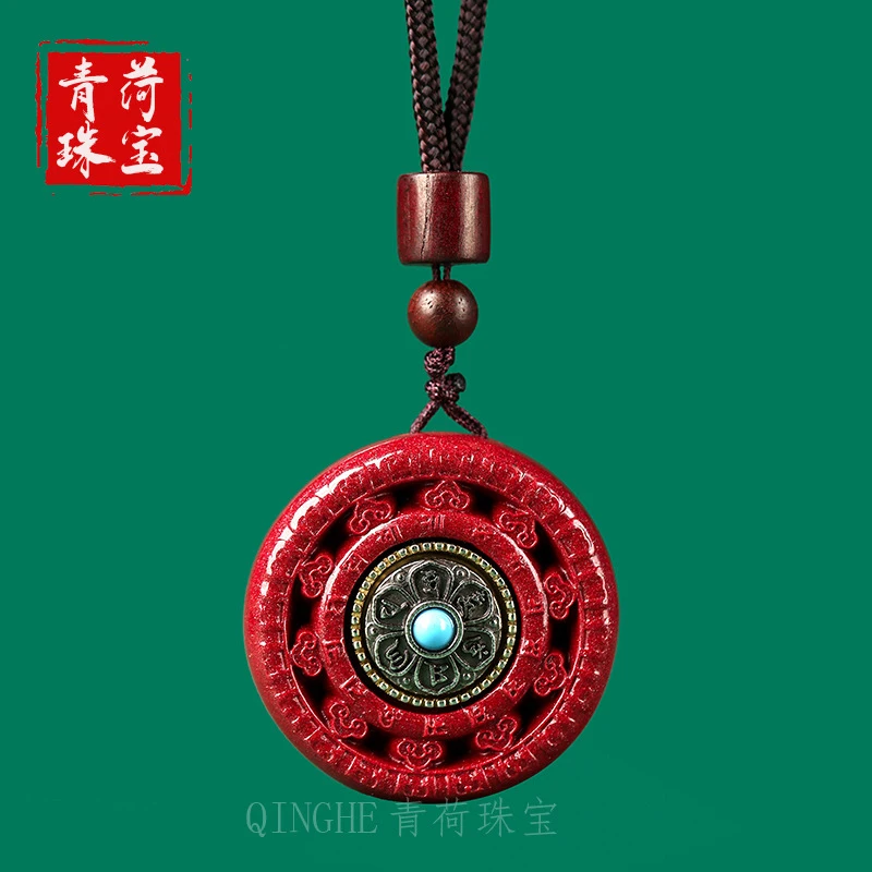 Natural high-content purple gold sand six-character mantra rotating wheel necklace sweater chain