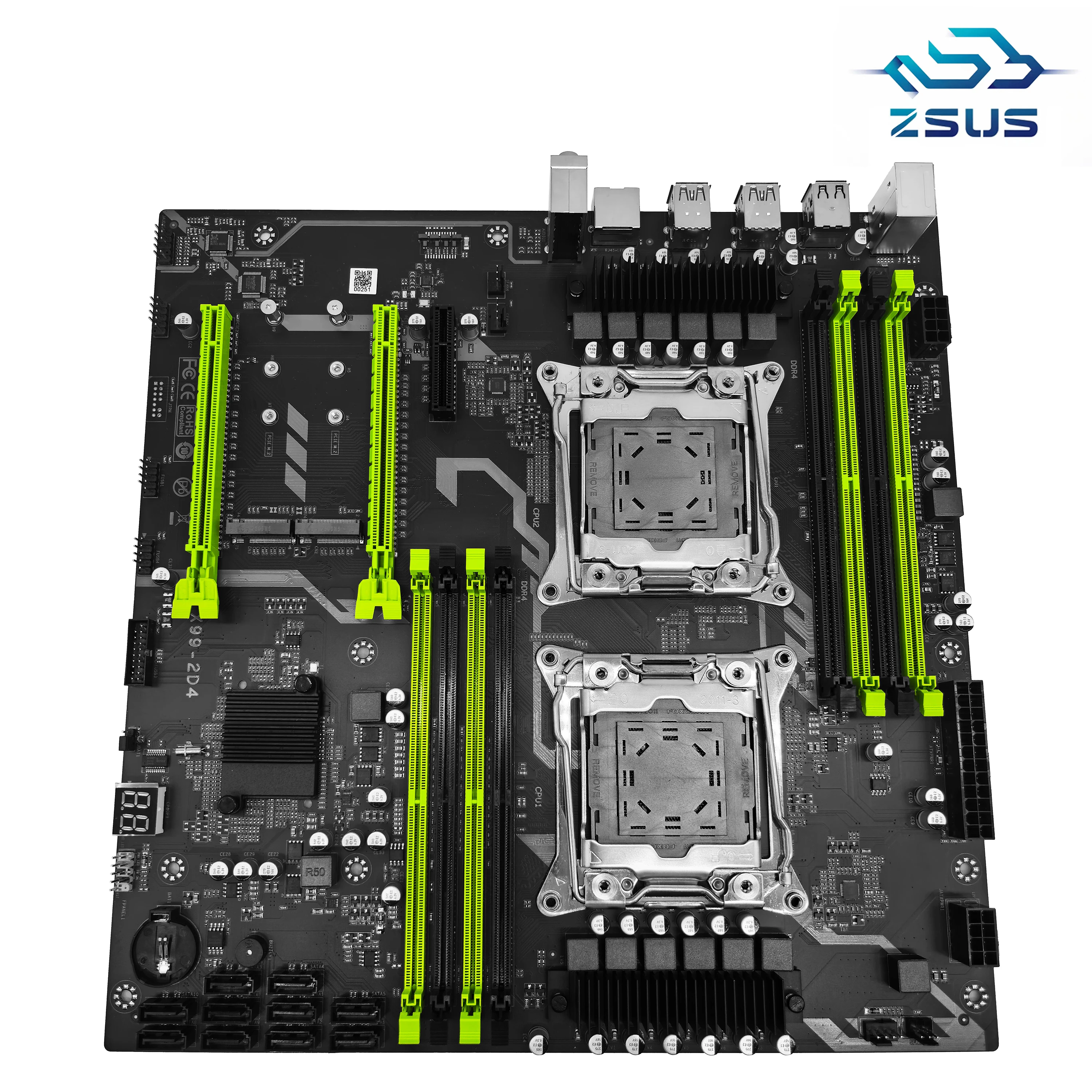 ZSUS X99 اللوحة الأم المزدوجة C612 رقاقة وحدة المعالجة المركزية M.2 LGA 2011 V3 E-ATX USB3.0 SATA3 8 DIMM DDR4 دعم فتحة معالج Xeon 2011-3
