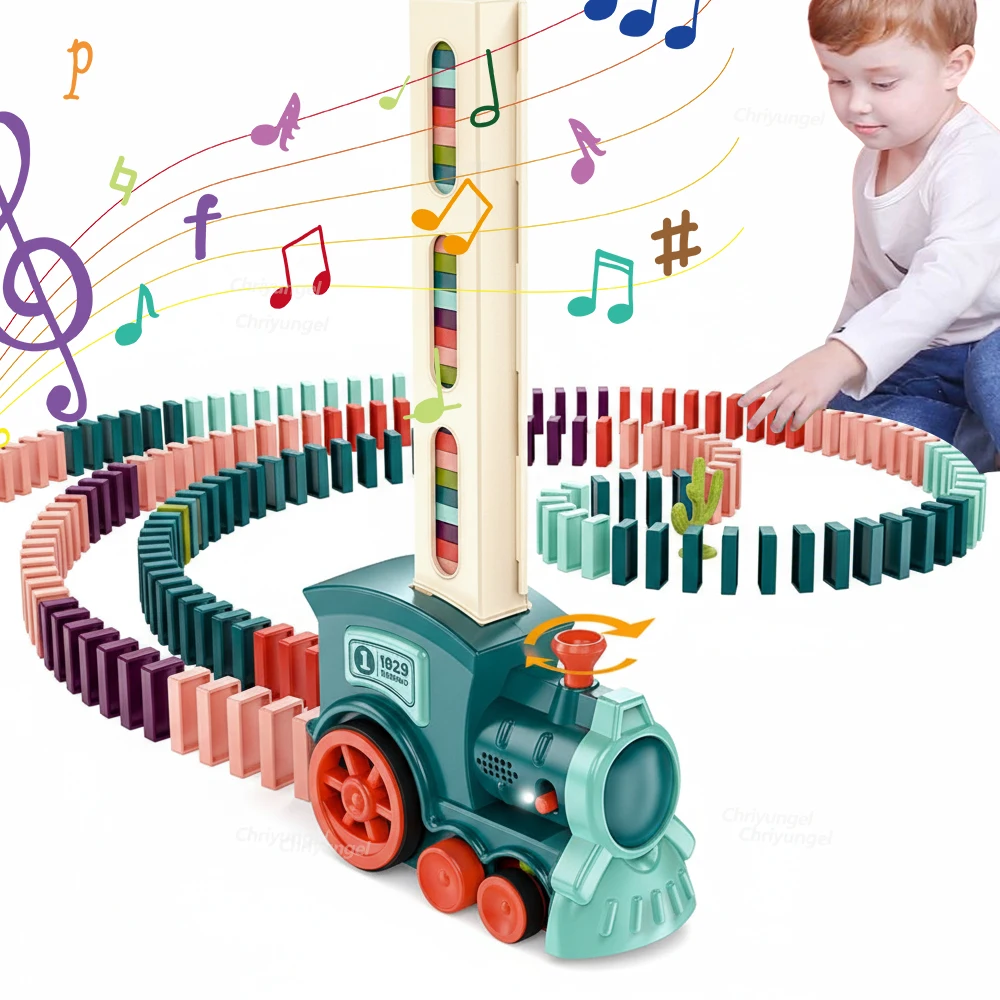 Automatic Domino Train Car Electric Domino Blocks Laying Machine STEM Educational Learning Toys Birthday Gift for Kids Boy Girl