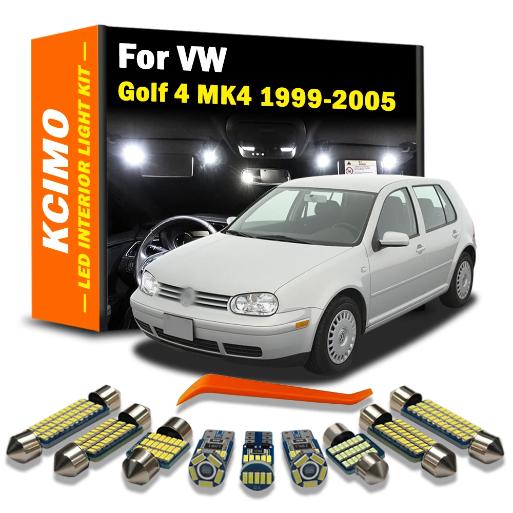 

Kcimo 13Pcs LED Interior Light Kit for Volkswagen VW Golf 4 MK4 1999-2005 Map Dome Vanity Mirror Bulbs No Error 2004 2003 2002