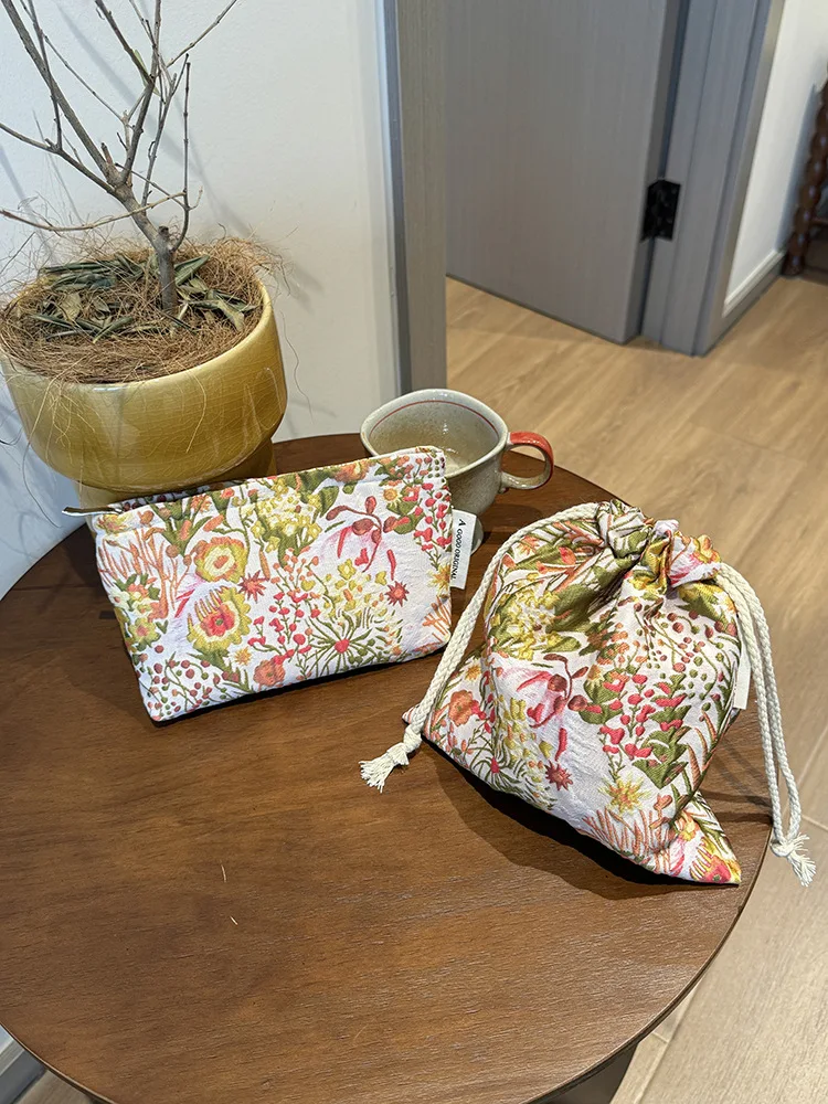 Sac de rangement floral de grande capacité pour femmes, sacs à cosmétiques de voyage portables pour dames, étuis de maquillage à fleurs pour femmes, pochette à main