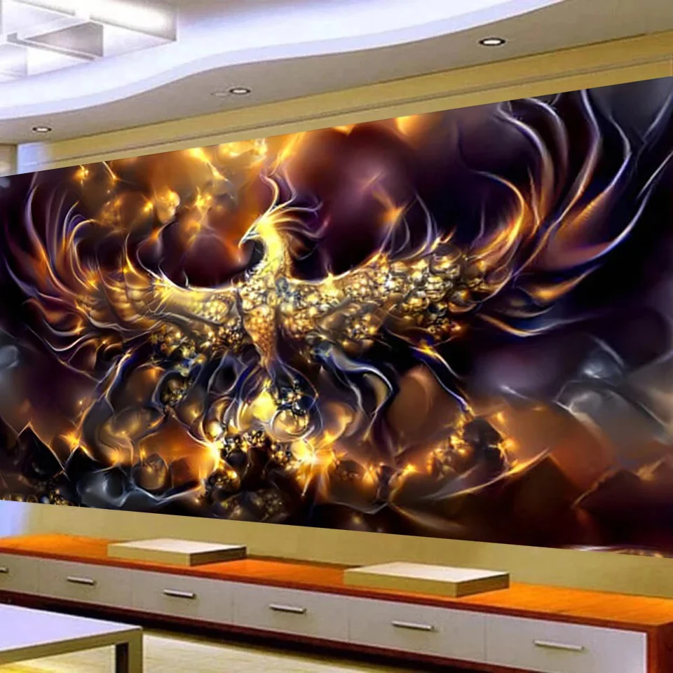 Golden Phoenix DIY Diamond Painting Large Size Full Diamond Mosaic Cross Stitch Kits Fantasy Vermilion Sparrow Home Decor Gift