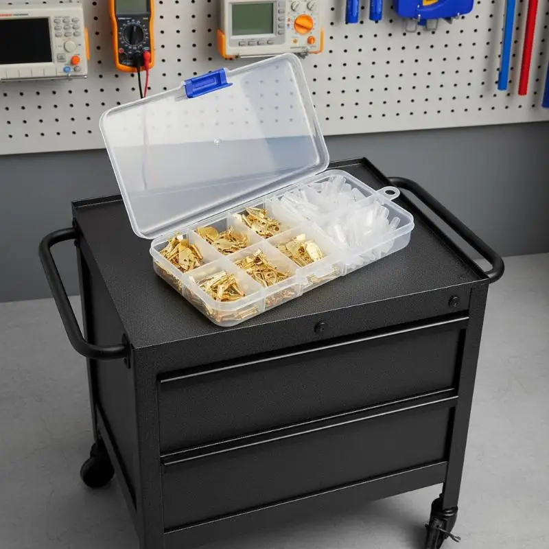 Assorted Gold Plated Crimp Wire Terminal Kit Firm Crimping With Insulating Sleeves Storage Case For Auto Home Electrical Repair