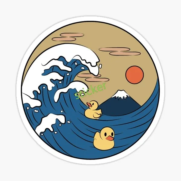 

Great Wave off Kanagawa circle decal Car Sticker Air Conditioner Decal Car Accessories Auto Helmet Decor