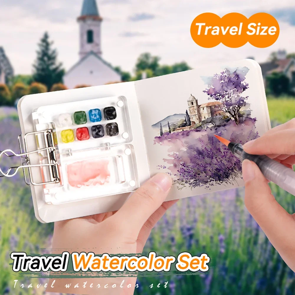 8Grids Portable Travel Watercolor Set Mini Acrylic Empty Color Mixing Box Watercolor Palette Paint Box For Art Painting Supplies