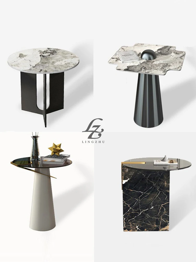 Luxury, Italian style, small side, high-end rock corner, several designers, small apartment, stainless steel coffee table,