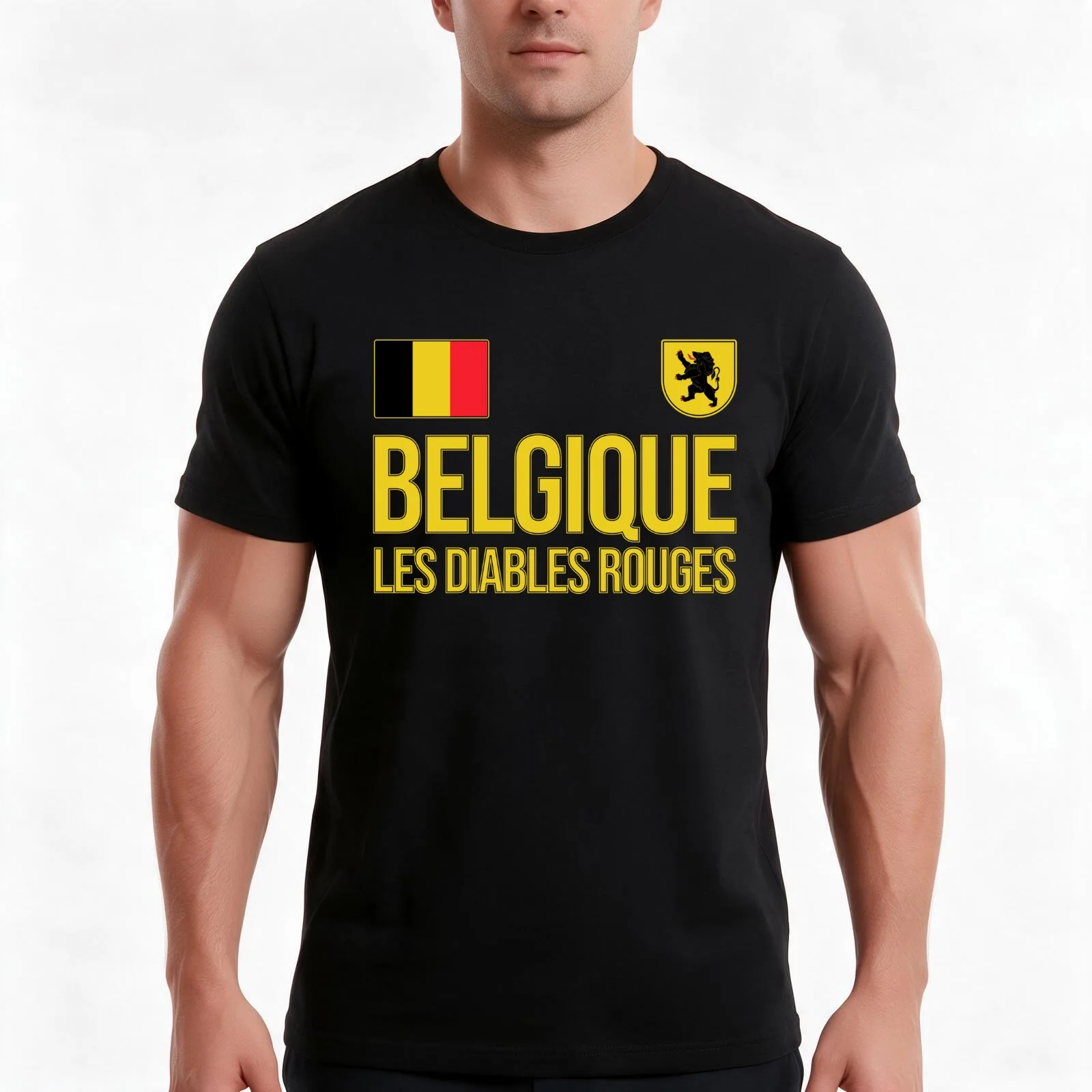 Belgique Les Diables Rouges Belgium Support T-Shirt, Summer Casual Cotton Tee, Oversized Streetwear Tops, Vintage Graphic Print