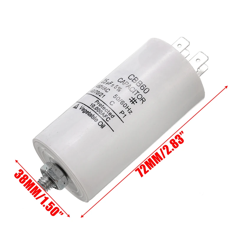 Imagem -03 - Capacitor de Partida Cbb60 com Parafuso m8 para Motor Elétrico 4uf70uf 50hz 60hz 450vac 1pc