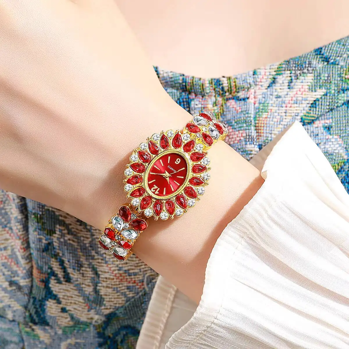 Jam Tangan Wanita Modis Jam Tangan Kuarsa Tali Gelang Berlian Imitasi Mewah Jam Anak Perempuan Reloj Mujer