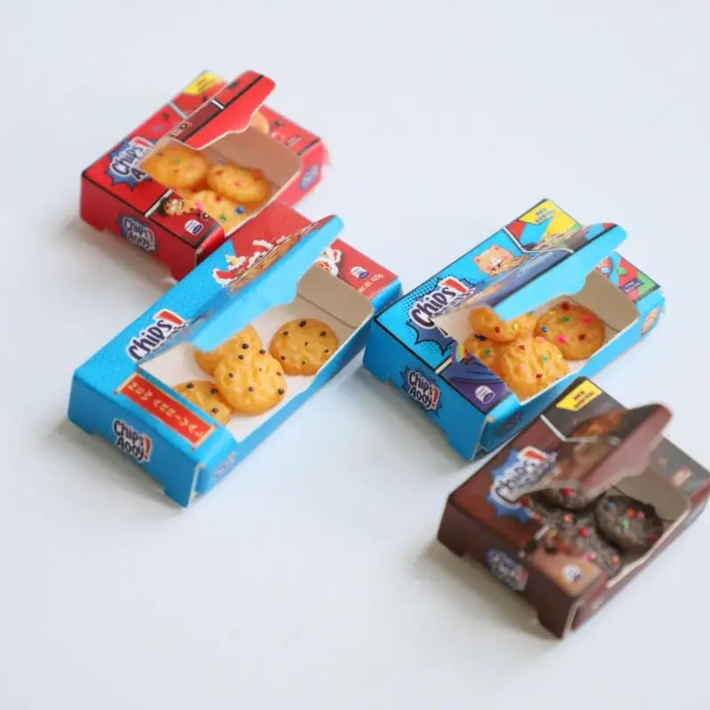 New Dollhouse Miniature Cute Cookies Biscuit With Box Simulation Mini Food for Barbies OB11 Kitchen Doll Accessories Toy