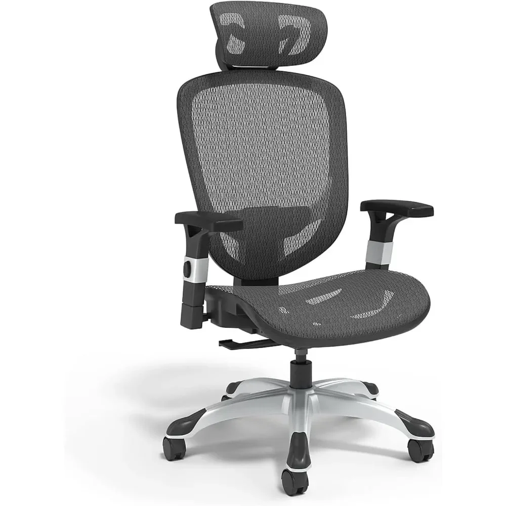 Hyken Chair: Ergonomic Mesh Swivel Task Chair. Adjustable Black Office Chair with Breathable Mesh and Good Lumbar