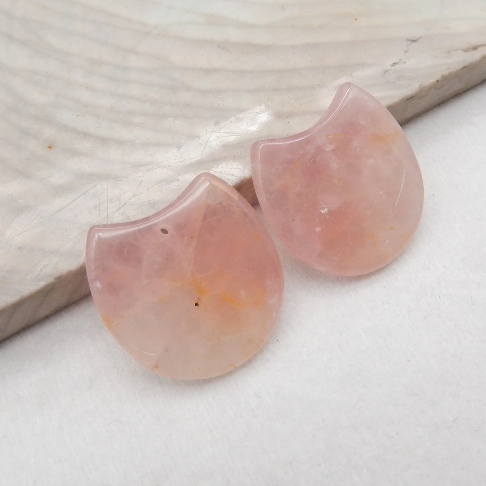 Natural Pink Quartz Carving Spiral Earrings Beads For Womens,Handmade Gift DIY Semiprecious Stone Jewelry Accessories