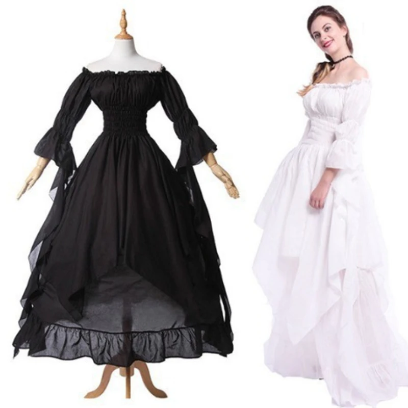 

European Gorgeous Lace Flared Sleeve Retro Gothic Dress Cosplay Ball Princess Dress Wedding Dresses for WomenFresh and Sweet