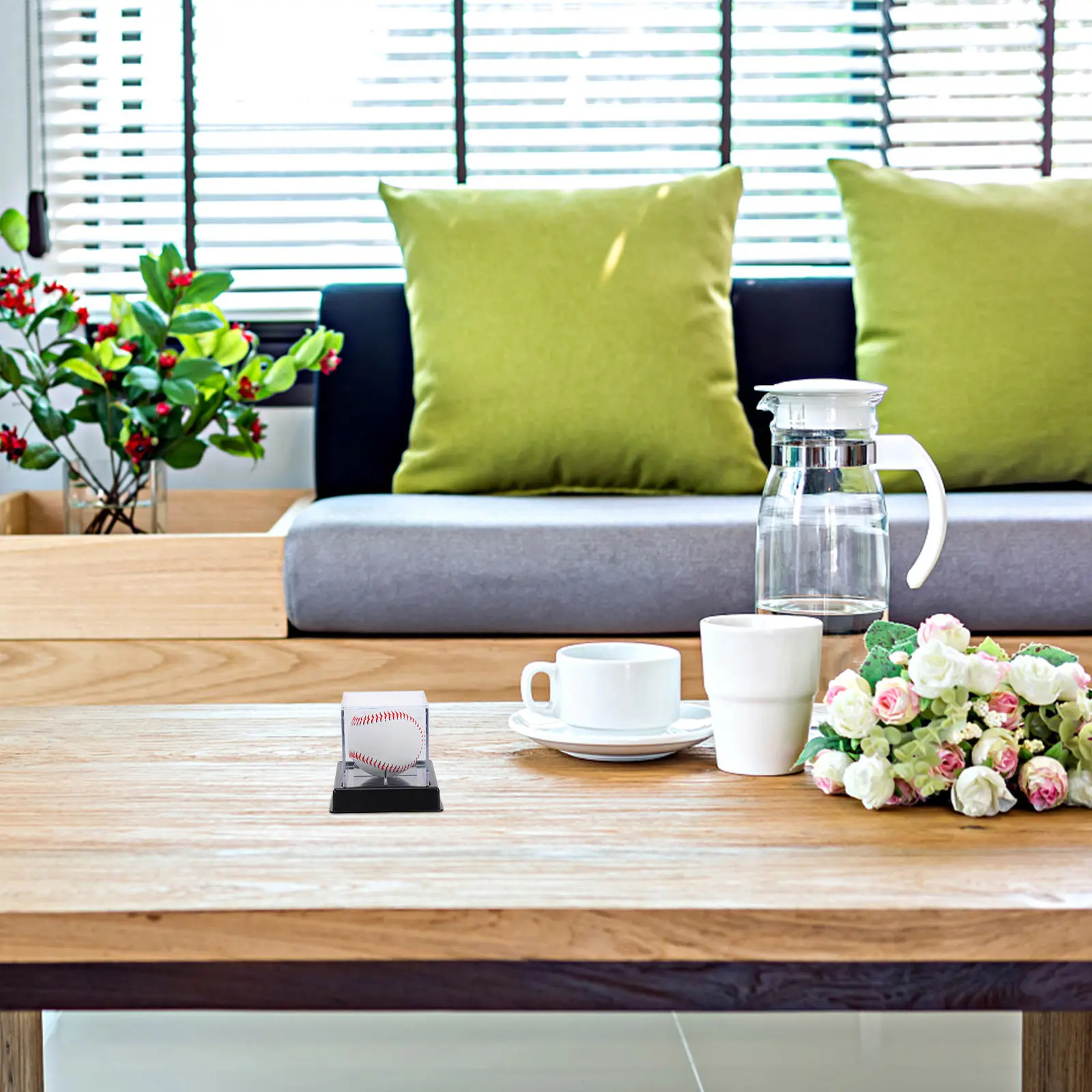 

Набор из 2 акриловых прозрачных витрин для бейсбольных, софтбольных, теннисных и гольф-мячей, компактный аксессуар для демонстрации