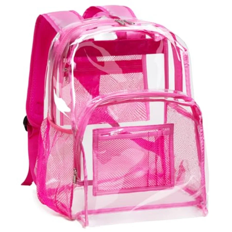 

Clear Backpack Heavy Duty PVC Transparent Backpack with Reinforced Strap Stitches and Capacity for College Workplace Security