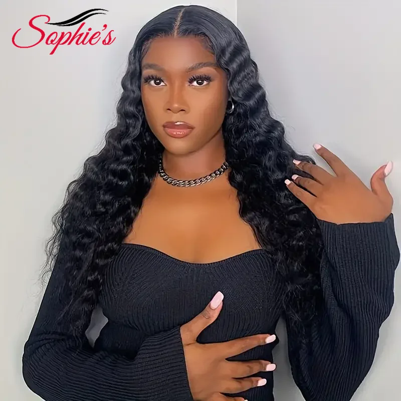 180% Density Deep Wave Wig Human Hair Wigs Lace Closure 4X4 Lace Closure Wig Pre Plucked 4x4 Lace Closure Wig Brazilian Hair